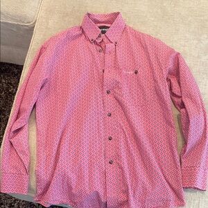 Wrangler Men's Pink Geometric Button Down Shirt western